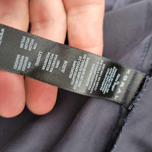 Koral Womens XS Navy Satin Bomber Jacket‎ Zip Up Athletic Track Style - Picture 10 of 10